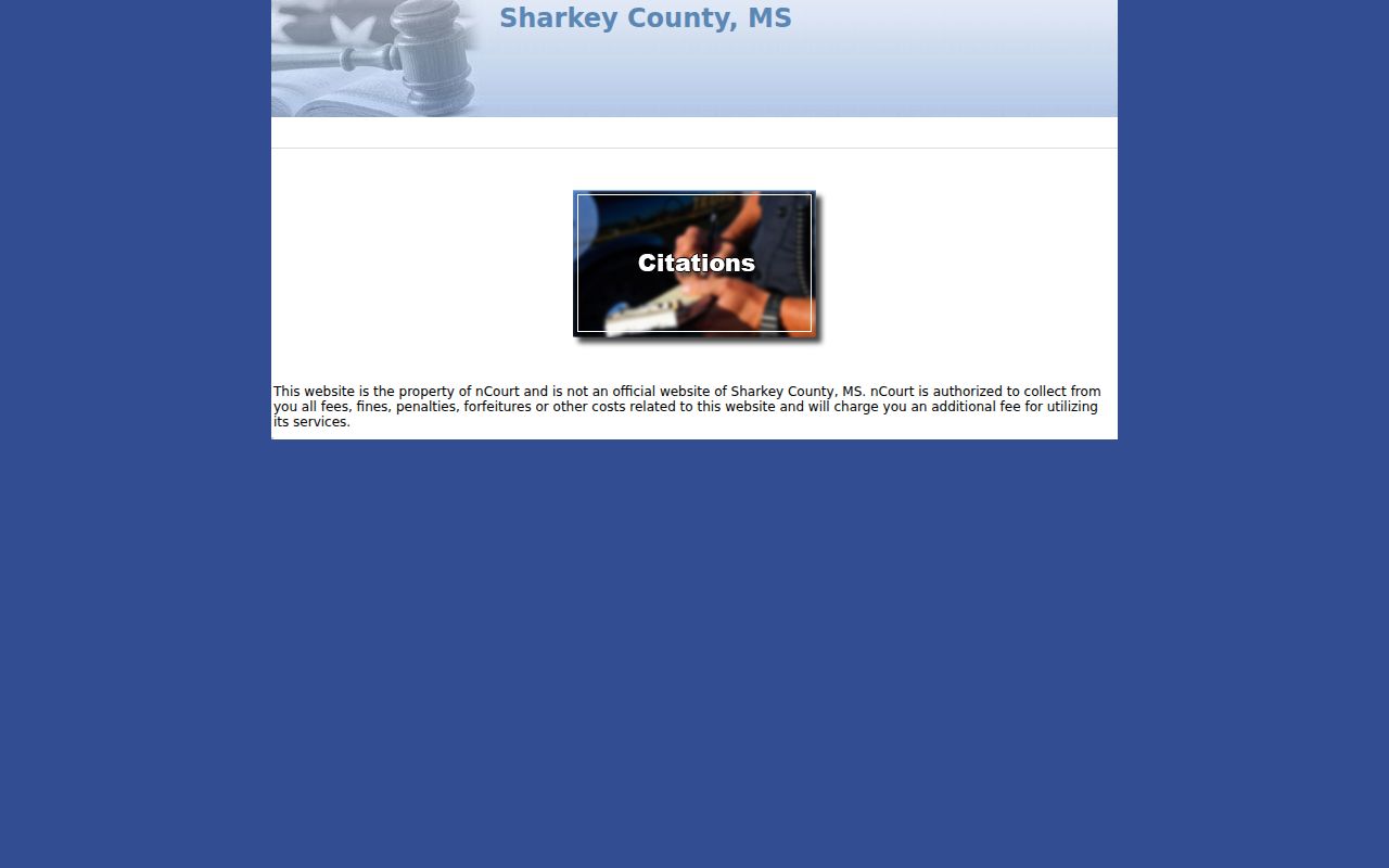 Authorized Sharkey County nCourt citation payment landing page